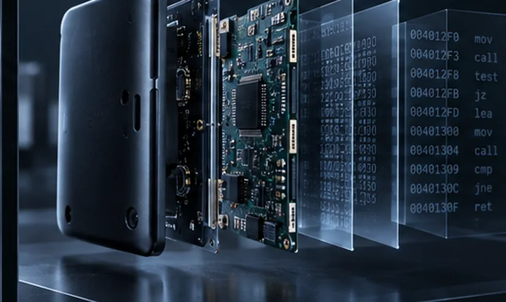 An exploded embedded hardware assembly.