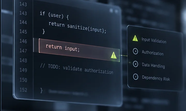 A code validation interface used to represent secure code review.